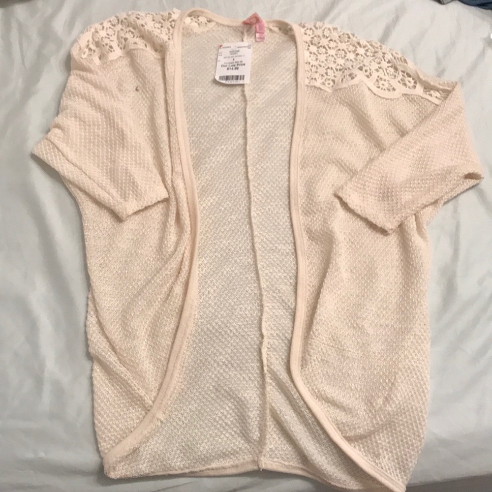 NWT Cream Crochet Cardigan
